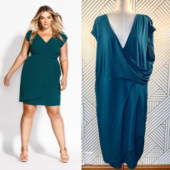 City Chic Dresses & Skirts - City Chic Classic Wrap Dress in Jade Green
